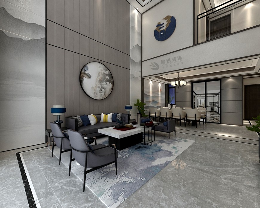 西安(ān)魯班裝(zhuāng)飾禦河上院300平米别墅新(xīn)中(zhōng)式設計客廳沙發背景牆設計 西安(ān)魯班裝(zhuāng)飾禦河上院300平米别墅新(xīn)中(zhōng)式設計客廳沙發背景牆設計