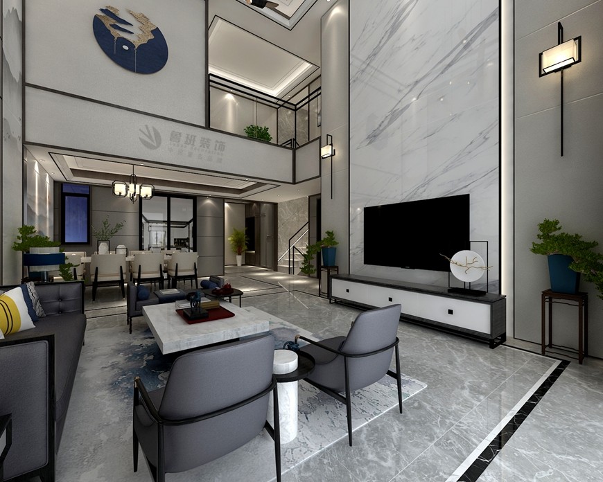 西安(ān)魯班裝(zhuāng)飾禦河上院300平米别墅新(xīn)中(zhōng)式設計客廳設計 西安(ān)魯班裝(zhuāng)飾禦河上院300平米别墅新(xīn)中(zhōng)式設計客廳設計