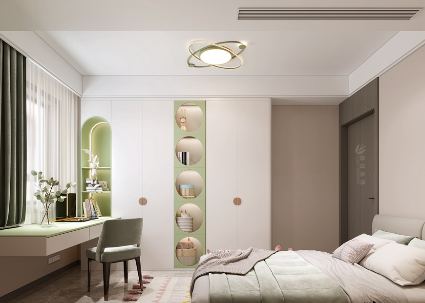 西安(ān)魯班裝(zhuāng)飾華清學(xué)府城150平米新(xīn)中(zhōng)式設計——男童兒童房效果圖 西安(ān)魯班裝(zhuāng)飾華清學(xué)府城150平米新(xīn)中(zhōng)式設計——男童兒童房效果圖