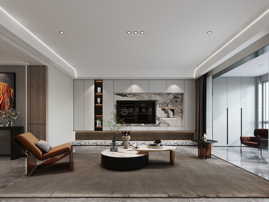 華清學(xué)府城四居室167平米現代簡約風格電(diàn)視背景牆