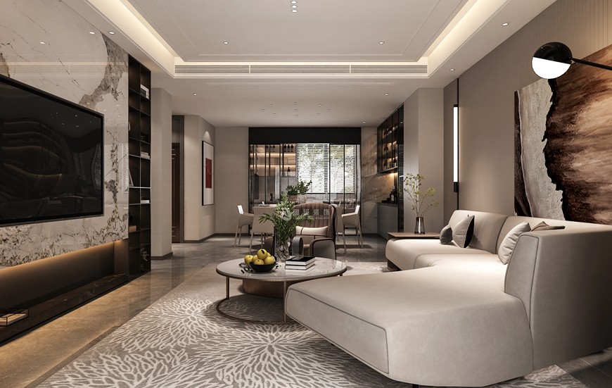 碧桂園香湖(hú)灣壹号複式280平米現代風格客廳電(diàn)視牆