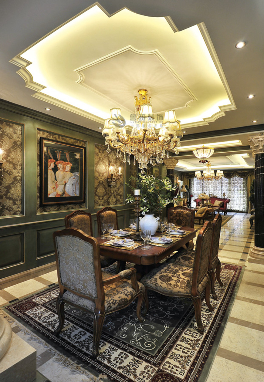 曲江公(gōng)館美式200平米四居室李建明主筆(bǐ)——餐廳背景圖設計實景圖