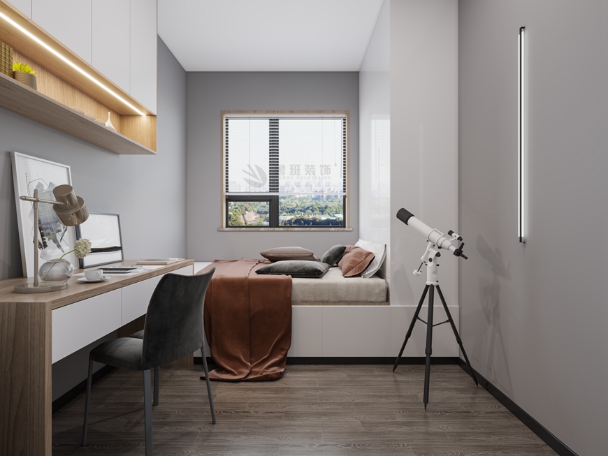 西安(ān)魯班裝(zhuāng)飾出品大華錦繡前城123平米三居室現代簡約黃玉嬌設計師主筆(bǐ)設計——書房效果圖設計