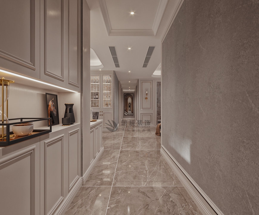 西安(ān)魯班裝(zhuāng)飾出品金地西沣公(gōng)元160平米四居室現代輕奢張巍設計師主筆(bǐ)——門廳玄關設計效果圖