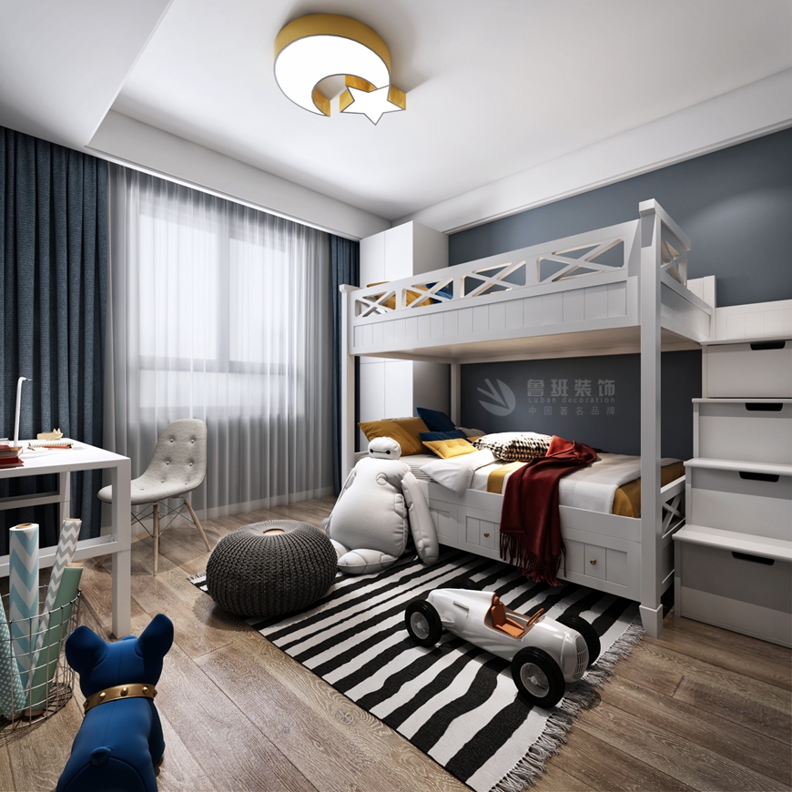 西安(ān)魯班裝(zhuāng)飾出品中(zhōng)建昆明瀾庭230平米現代輕奢設計楊立邦設計師主筆(bǐ)——兒童房設計效果圖