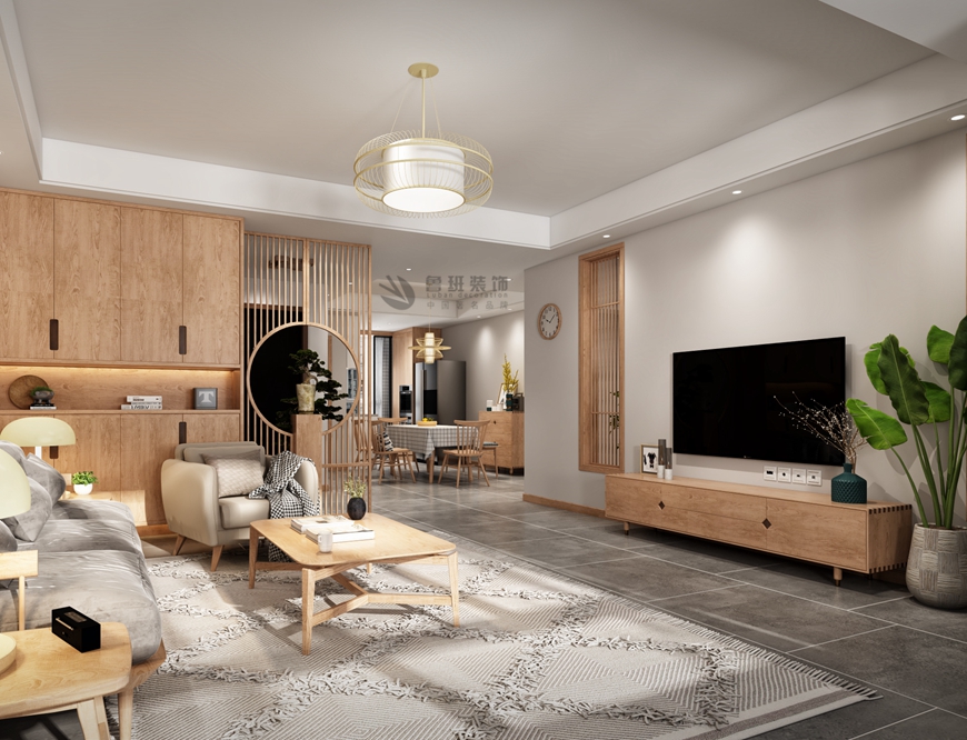 西安(ān)魯班裝(zhuāng)飾出品萬達天樾170平米四居室日式北歐風楊立邦設計師主筆(bǐ)設計——客廳電(diàn)視背景牆設計效果圖